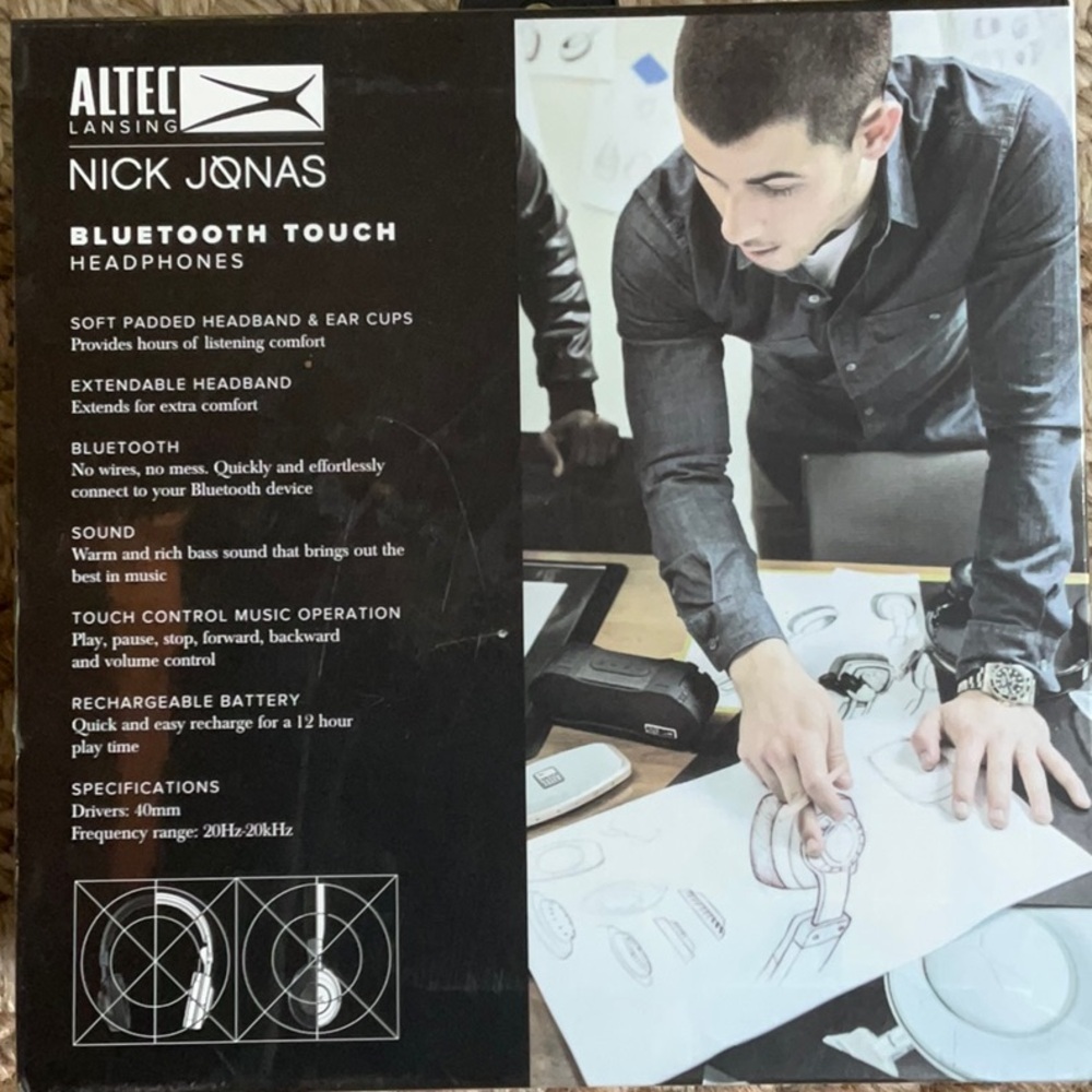 Altec Lansing NJHP-2-BLK Nick Jonas Collaboration Bluetooth Touch Headphones - Picture 7 of 10